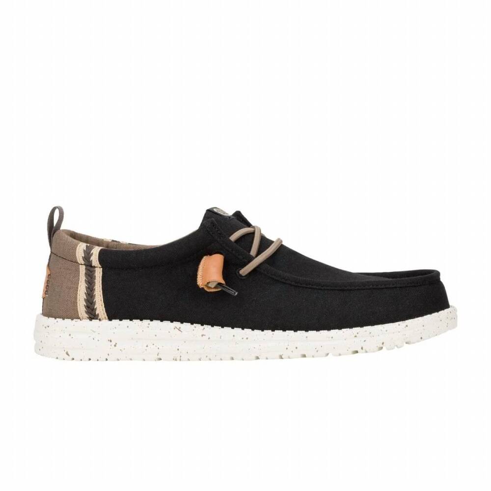 NEW HEY DUDE men's wally craft linen shoes in black walnut